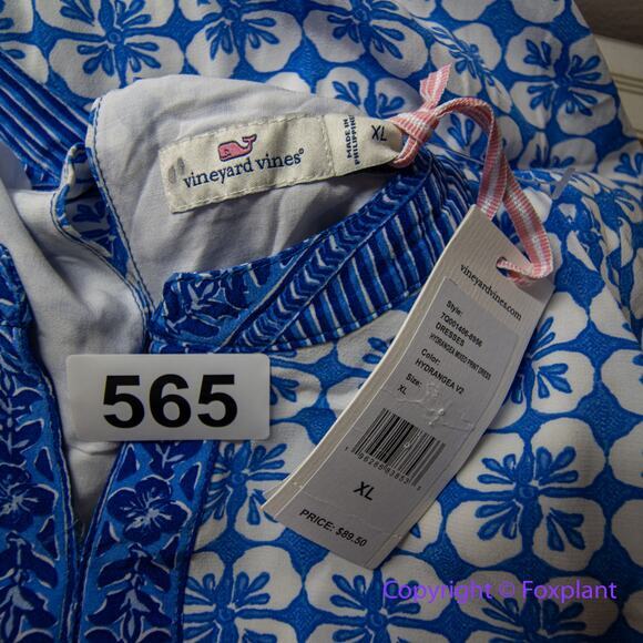 New! Vineyard Vines Hydrangea Geo Tiered‎ Dress blue, size tag marks XL - Picture 11 of 16